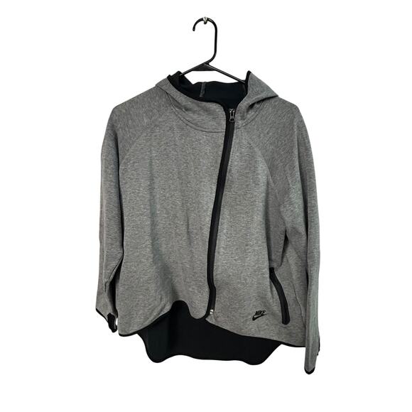 Nike Asymmetrical Zip Hoodie XL Gray Performance Fleece Athleisure Thumbholes‎ - Picture 1 of 7